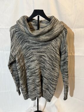 LOFT Gray Marled Cowl Neck Sweater